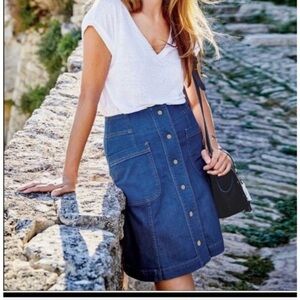 Boden Button Front Denim Skirt Size 6